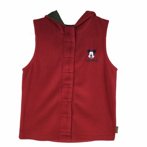 Disney Mickey Unlimited Unisex Lightweight Fleece Hooded Vest Red Size Small - Picture 1 of 6